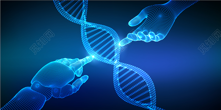 蓝色科技基因分子DNA医学医疗科技生物科技商务展板背景